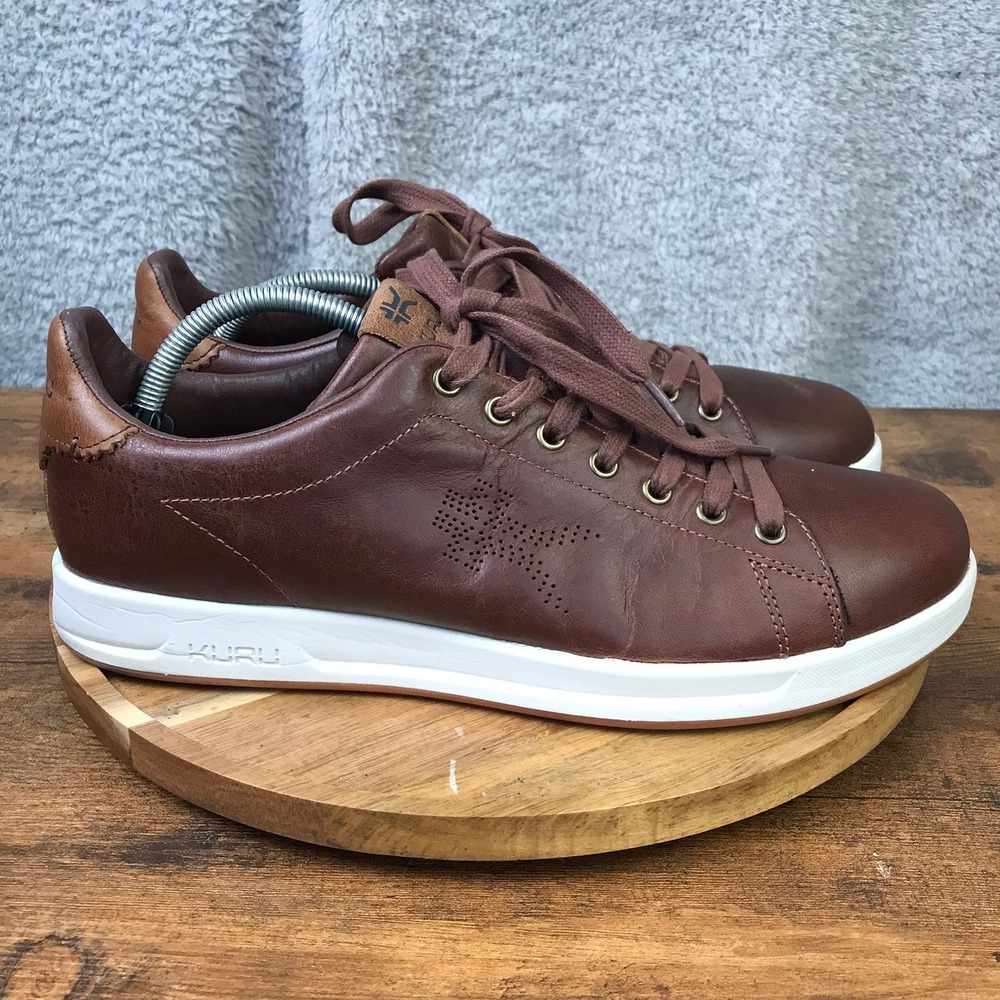 KURU Roam Classic Court Sneakers Mens 12 Brown Leather Lace Up Comfort Shoes